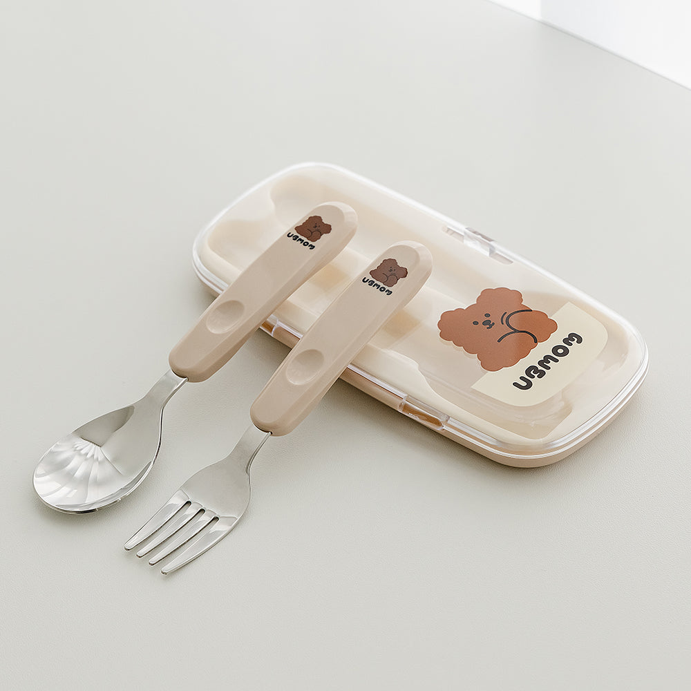 UBMOM Stainless Steel Spoon and Fork Set with Case
