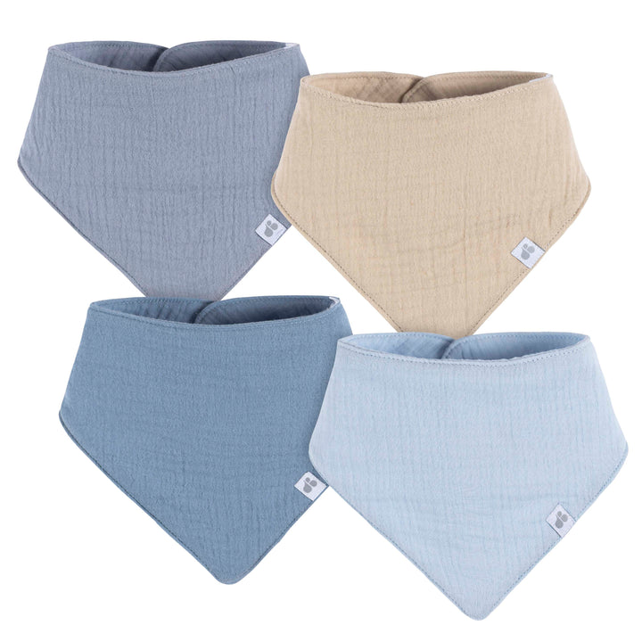 Just Born 4-Pack Muslin Bandana Bibs (Blue)