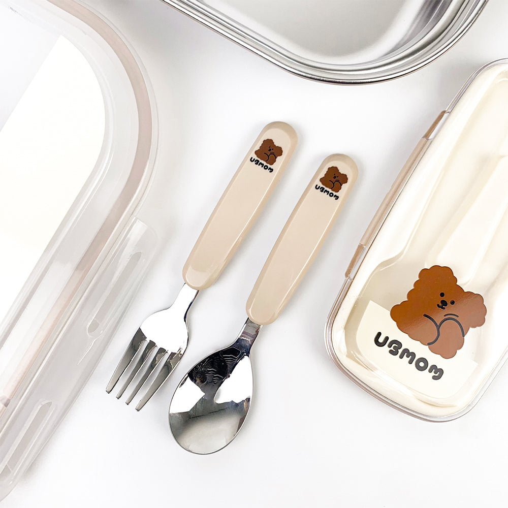 UBMOM Stainless Steel Spoon and Fork Set with Case