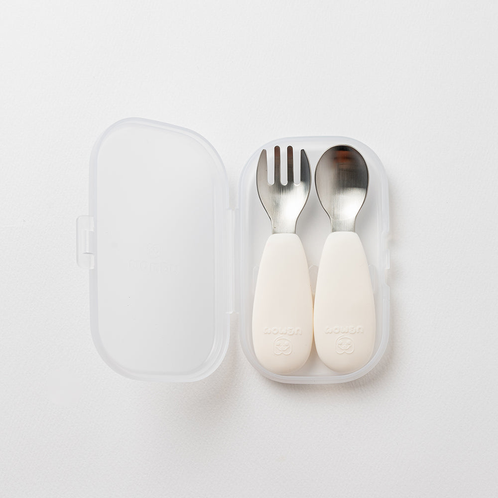 UBMOM Stainless Steel Spoon and Fork Set with Case (Silicone Handle)