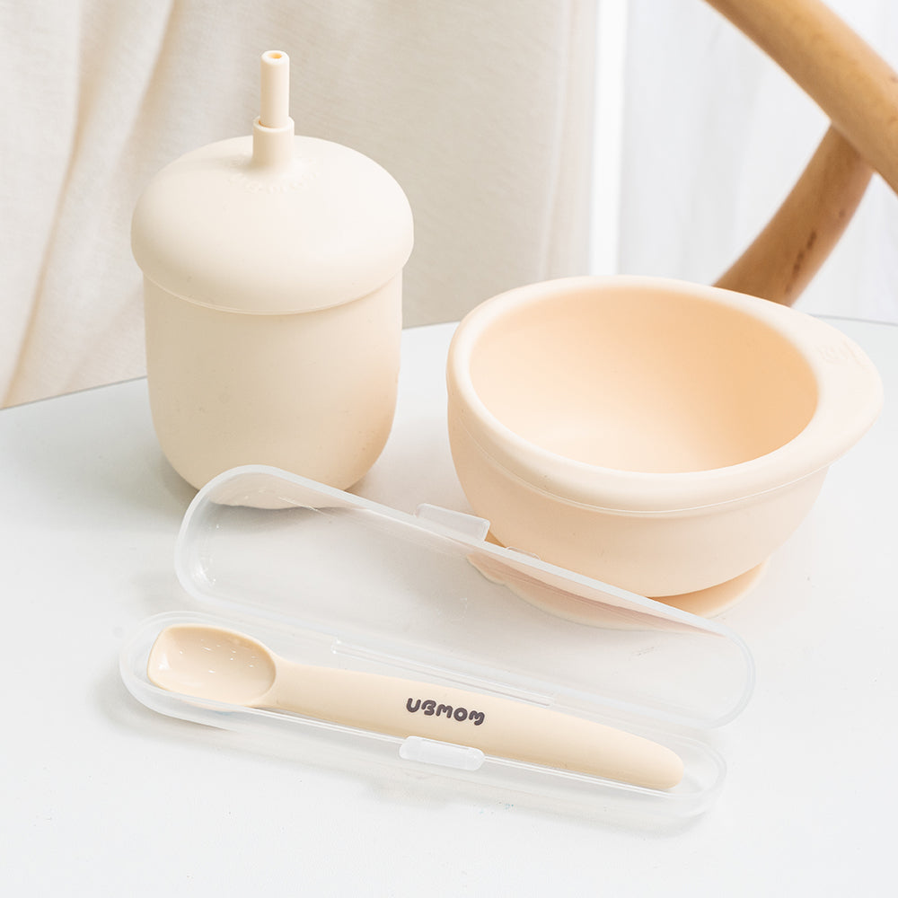 UBMOM Silicone Soft-Tip Baby Feeding Spoon Case Set
