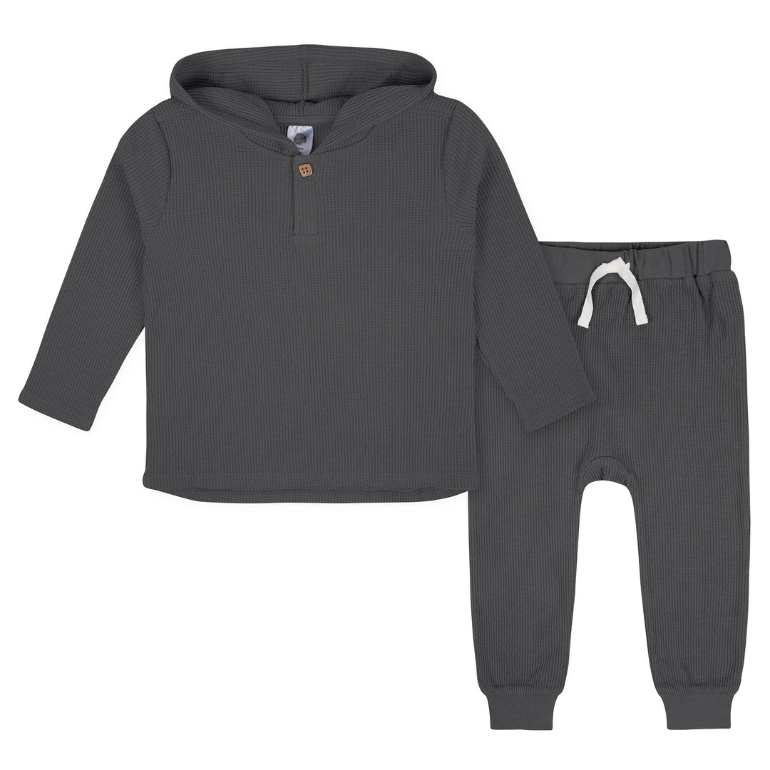Gerber Childrenswear 2pc Top and Pant Set (Waffle Jogger Charcoal)