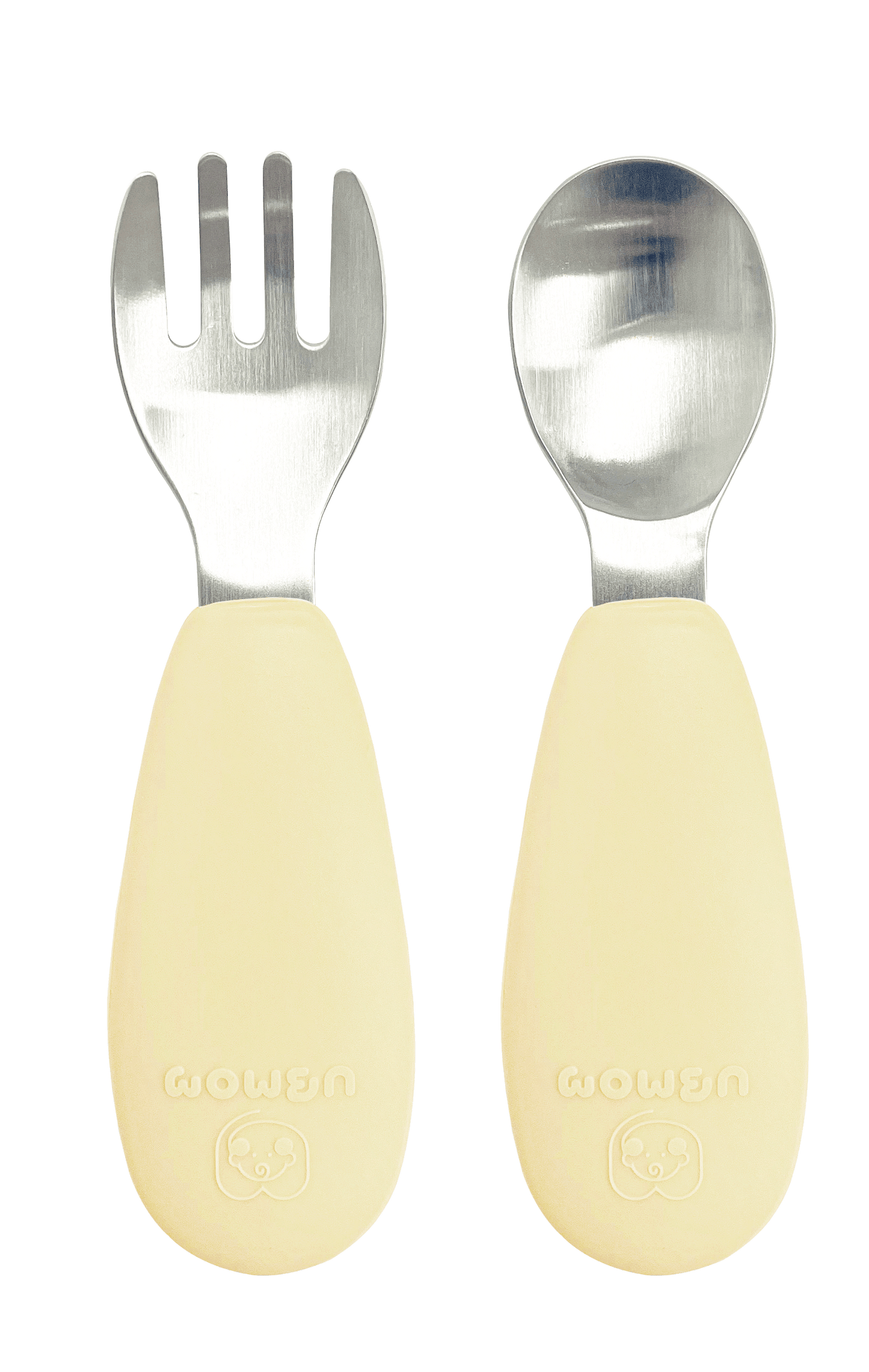 UBMOM Stainless Steel Spoon and Fork Set with Case (Silicone Handle)