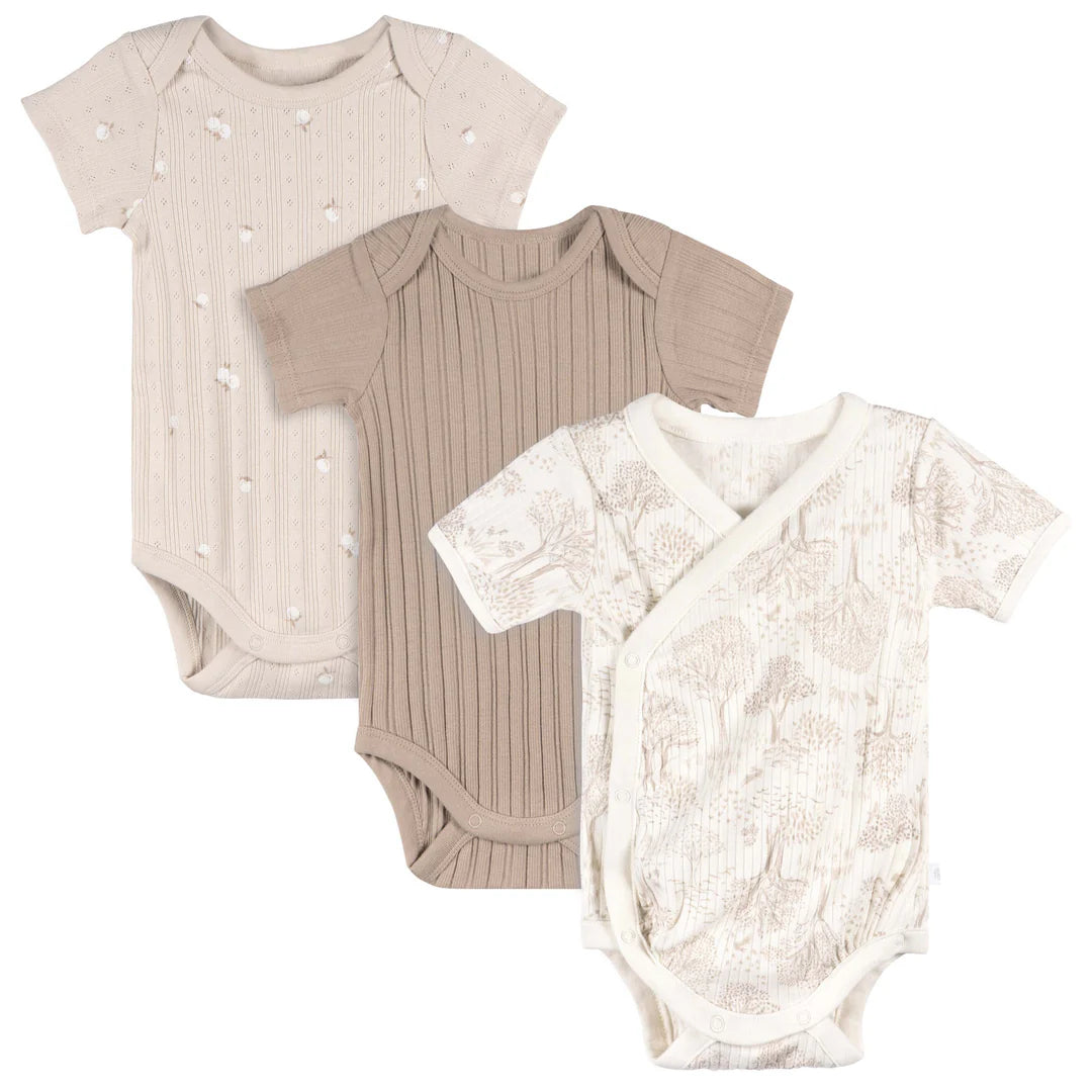 Just Born Short Sleeve Bodysuits - 3pk (0-3M)