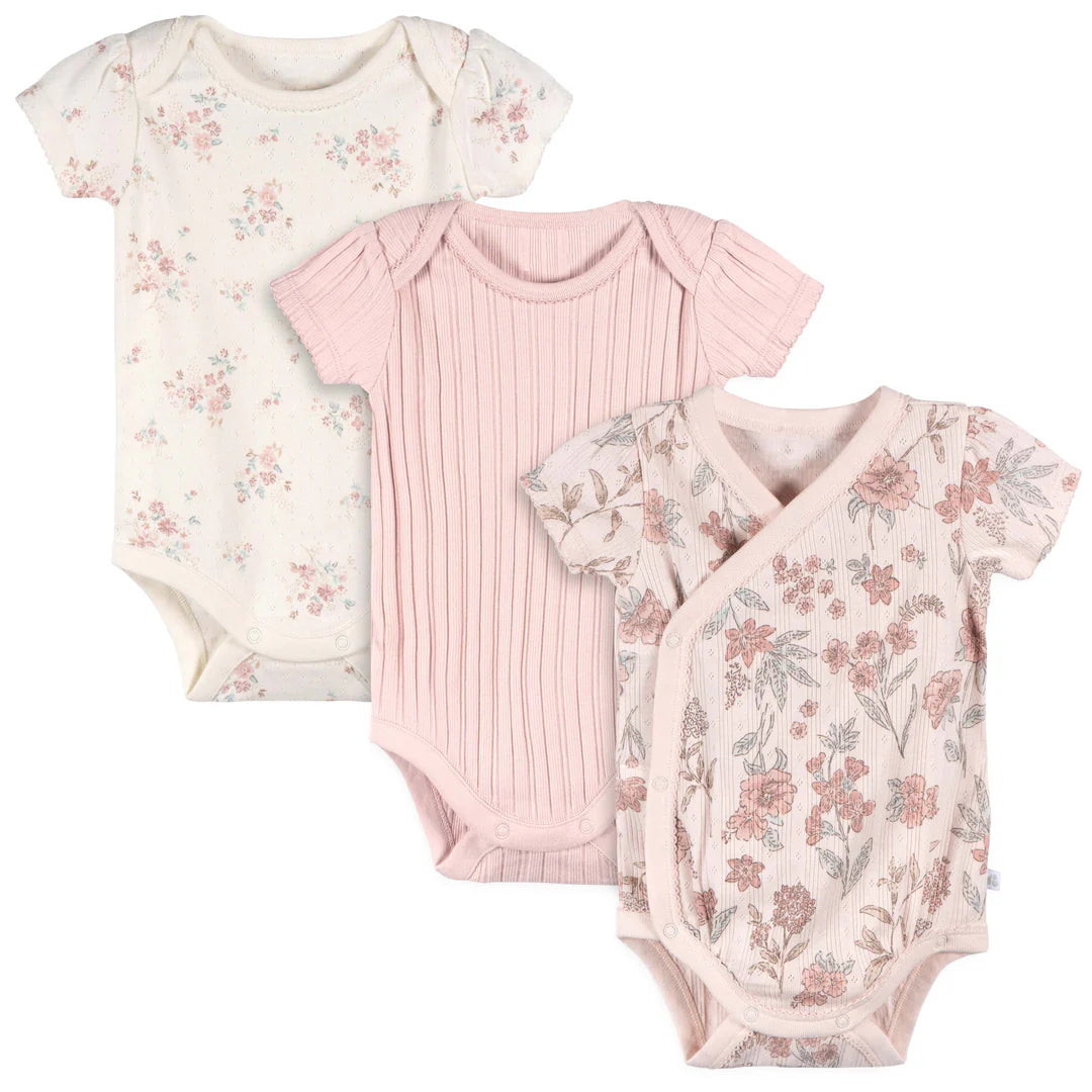 Just Born Short Sleeve Bodysuits - 3pk (0-3M)