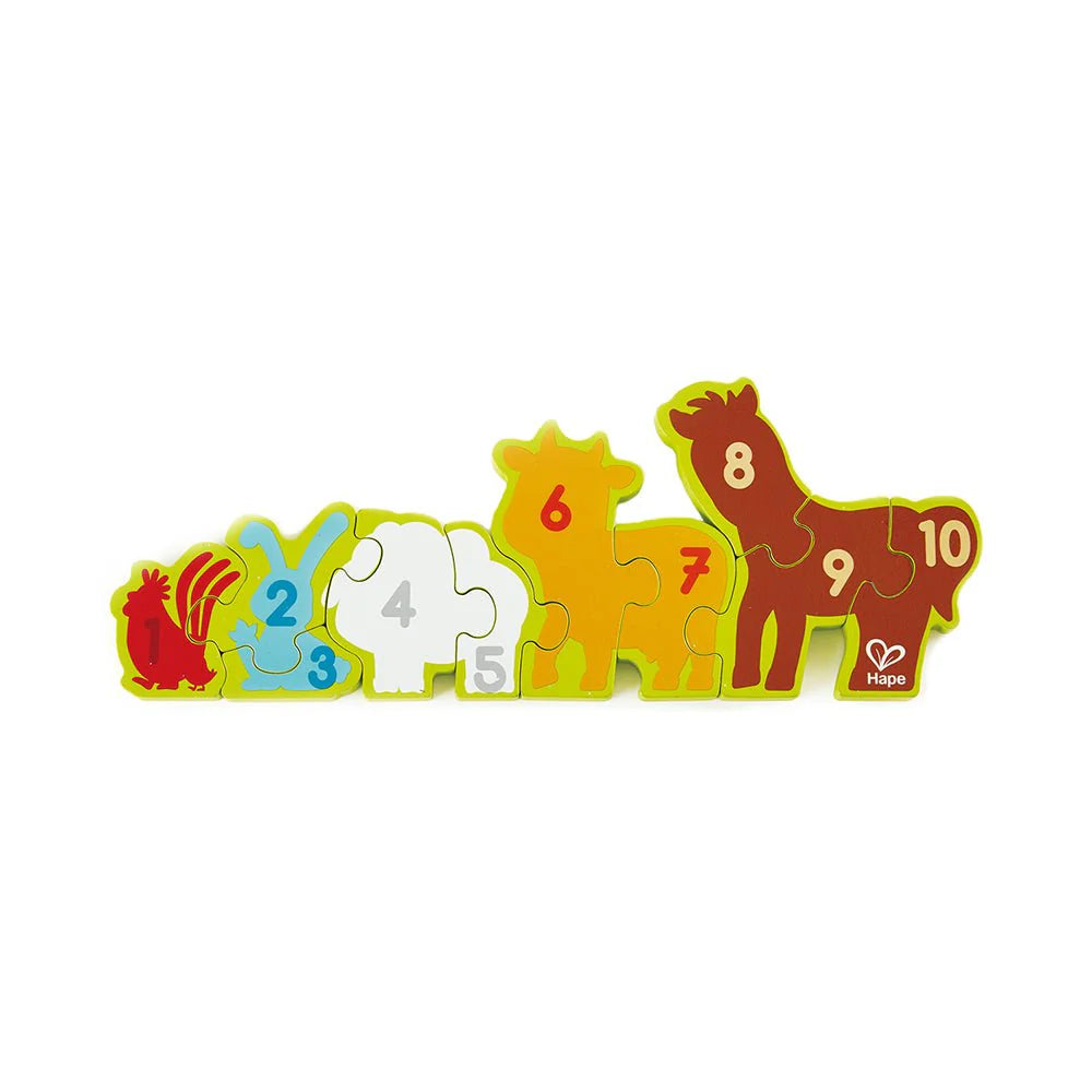 Hape Numbers and Farm Animals Wooden Puzzle