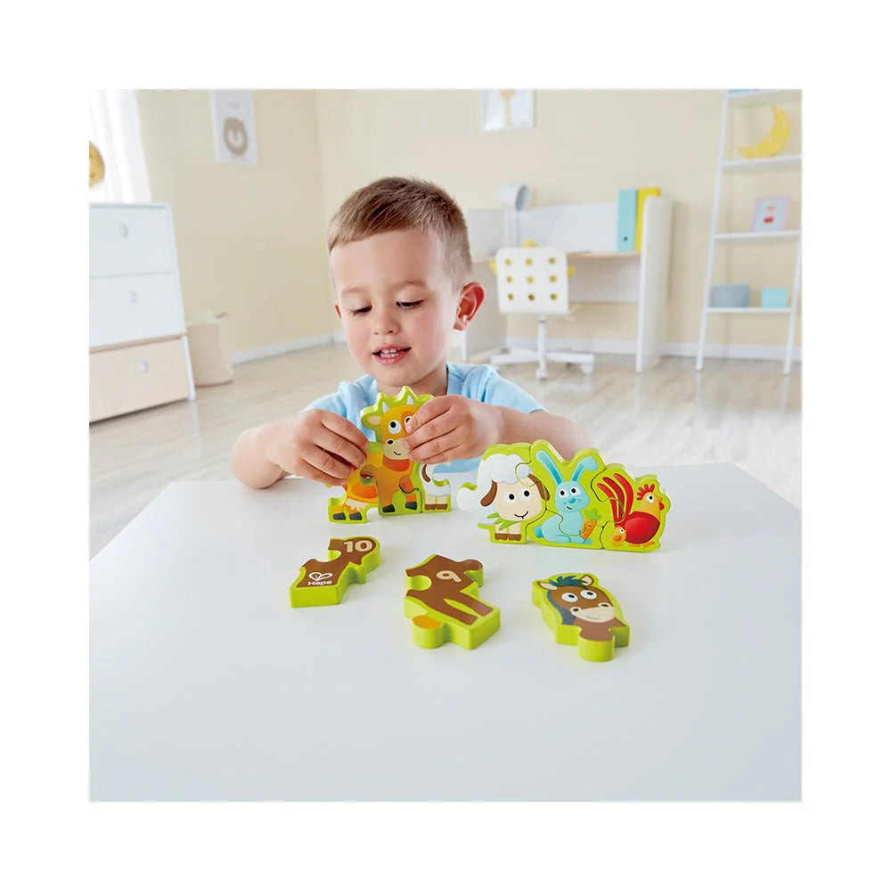 Hape Numbers and Farm Animals Wooden Puzzle